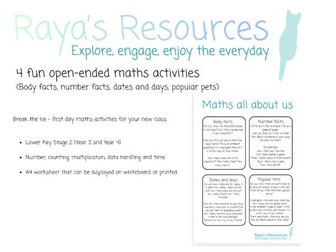 Maths All About Us - four fun maths activities