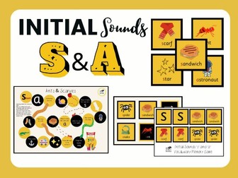 "s" & "a" Initial Sounds Games & Flashcards
