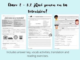 Claro 2 - 3.2 ¿Qué ponen en la televisión? Worksheet