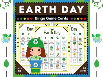 Earth Day Bingo Game Cards : With Unique Cards for Kids to Celebrate and Learn