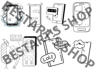 Smartphone / iPhone Texting Template /Messaging Phone Speech Bubble Clip Art BW