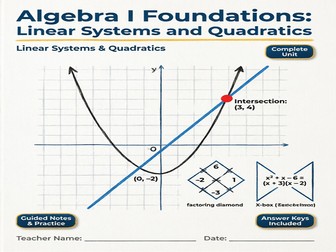 Algebra 1 Foundations Bundle | No-Prep Guided Notes, Systems of Equations & Quadratics