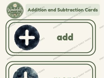 Addition and Subtraction Vocabulary Cards