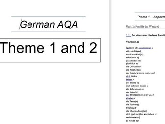 AQA A Level German Topic Work Booklet Theme 1 and 2