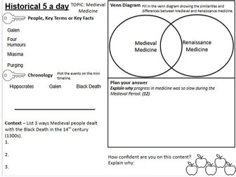 GCSE History 12 week's homework Medicine Through Time