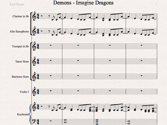 Demons Imagine Dragons Sibelius classroom arrangement.