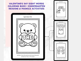 Valentine’s Day Sight Words Coloring Book | Kindergarten Reading & Phonics Activities
