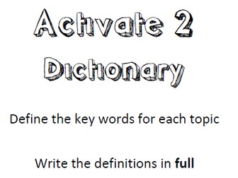 Dictionary Keywords Year 8 Activate 2