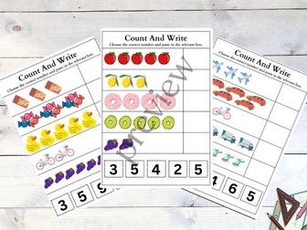 Count and Write: Cut, Count, and Match Numbers Activity (1–9)