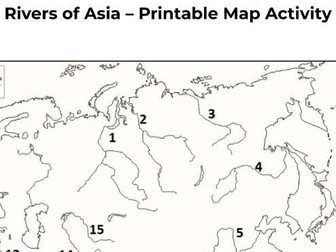 Asia Rivers Map Worksheet – Labeling Activity
