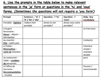 French GCSE Speaking - Role play preparation pack