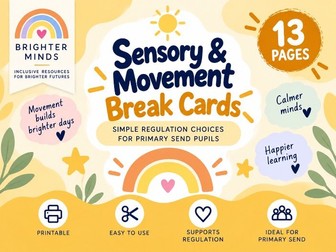 SEND Sensory & Movement Break Cards | Regulation Activities | Primary