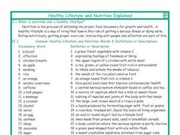 Healthy Lifestyle and Nutrition Explanation-Definitions