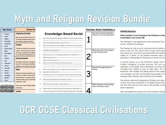 GCSE OCR Classical Civilisations - Myth and Religion Revision Bundle