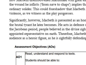 Macbeth GCSE Lit question and response