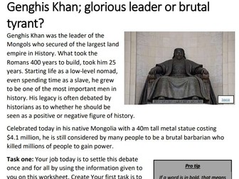 Genghis Khan; glorious leader or brutal tyrant?