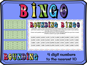 Rounding to the nearest 10 with 4 digit numbers BINGO