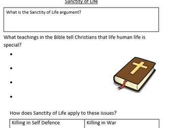 Religious Studies Edexcel B Christianity Matters of Life + Death revision + home learning workbooks