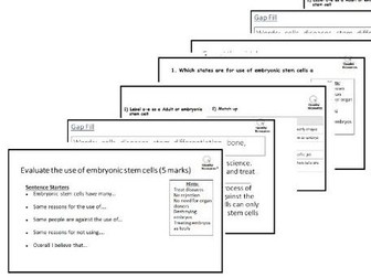 Engaging Stem Cells Worksheets: Differentiated for SEN/Low Ability