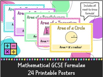 GCSE Maths Exam Formula Posters for Maths Revision