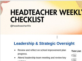 Headteacher weekly checklist