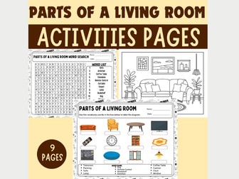 Identify the Parts of a Living Room – Vocabulary Labeling Diagram & Word Search