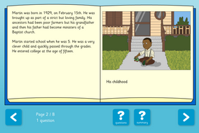 Martin Luther King Jr. Interactive Information Book and Questions - Reading Level B - KS2