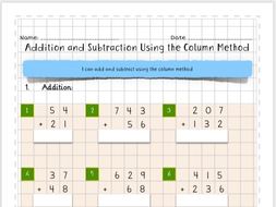 addition and subtraction homework year 1