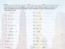 singular versus plural nouns missing letters spanish