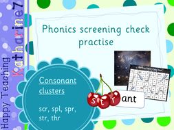 Consonant clusters - phonics screening check practise