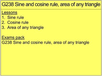 G238 Sine and cosine rule, area of any triangle