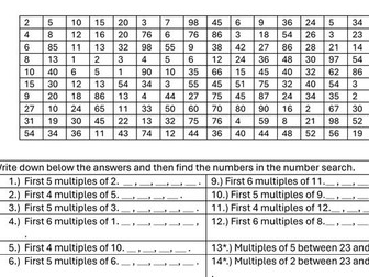 Finding Multiples - Number search