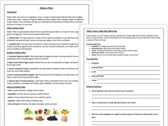 KS3 Cover Lesson - Dietary Fibre