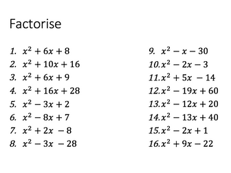 Expand, Simplify & Factorise