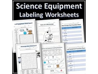 Science Lab Equipment Labeling Worksheet Bundle | Activities | EDITABLE