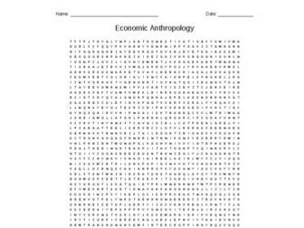 Economic Anthropology Vocabulary Word Search