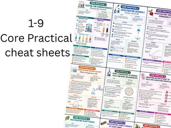 A-level Biology Core practical cheat sheets Y12 (CP1-9)