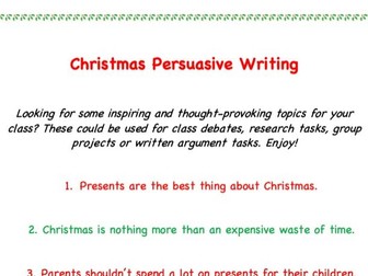 Christmas Persuasive Writing- Prompts