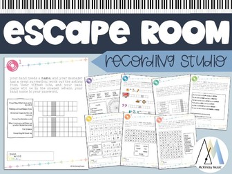 Printable Recording Studio Escape Room for Music or Music Technology classes