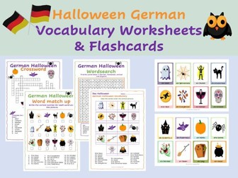 German Halloween Vocabulary Worksheets