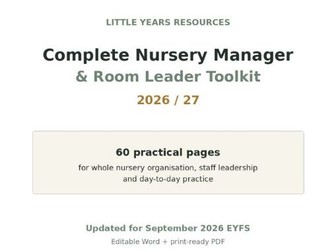 Complete Nursery Manager & Room Leader Toolkit 2026/27