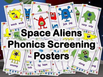 Space Alien Phonics Screening Posters