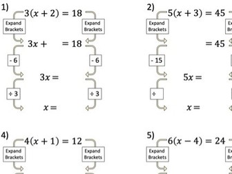 Solving Equations with Brackets on One Side - Templates