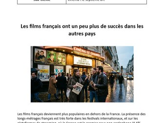 AQA A Level French stimulus card worksheets - Cinéma: le septième art