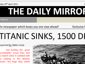 New article about the Titanic sinking, Smart boards and resources