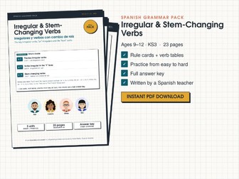 Spanish Irregular and Stem-Changing (Boot) Verbs Worksheets with Answers (KS3)