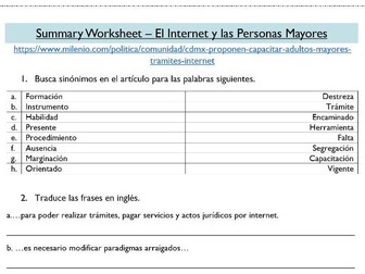A Level Spanish Summary Question - El Ciberespacio