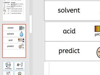Year 5 Science Changes of Materials widgit Key Vocabulary