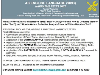 NARRATIVE TEXTS UNIT : CAIE AS ENGLISH LANG (9093)