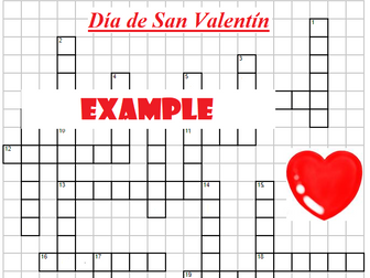 Crossword Valentine's Day with clues Día de San Valentín